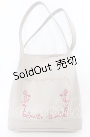 画像: 【SALE】axes femme / 刺繍ポケットホーボーバッグ 270×300×120mm ベージュ O-25-09-12-027-AX-BG-IG-ZTK024