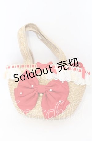 画像: Angelic Pretty / Lovelyドットストローバッグ  ナチュラル×アカ O-25-09-12-028-AP-BG-IG-OS
