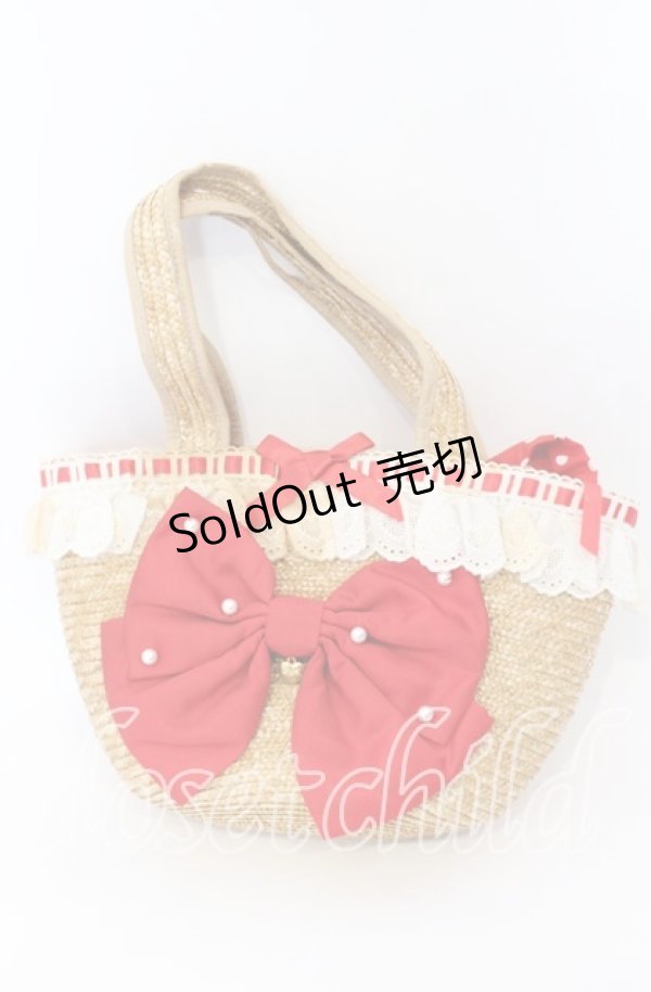 画像1: Angelic Pretty / Lovelyドットストローバッグ  ナチュラル×アカ O-25-09-12-028-AP-BG-IG-OS (1)
