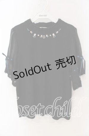 画像: axes femme / ビジュー配色フレア袖プルオーバー F クロ O-25-09-13-034-AX-TO-OW-ZT085