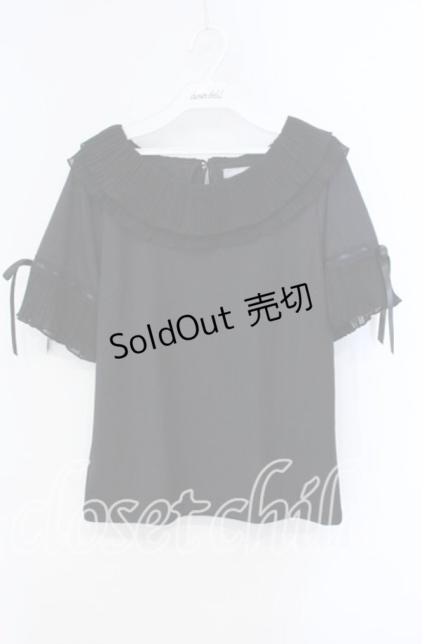 画像1: axes femme POETIQUE / プリーツフリル襟カットプルオーバー M クロ O-25-09-13-036-AX-TO-OW-OS (1)