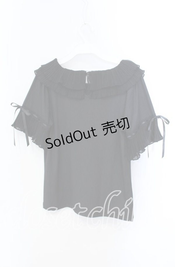 画像2: axes femme POETIQUE / プリーツフリル襟カットプルオーバー M クロ O-25-09-13-036-AX-TO-OW-OS (2)