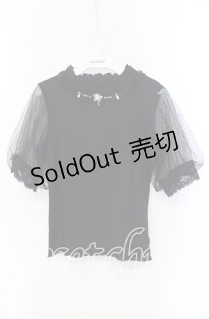 画像: axes femme / ビジュー付チュール袖トップス F クロ O-25-09-13-037-AX-TO-OW-ZT085