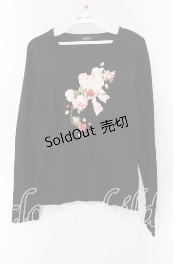 画像1: PINK HOUSE / オーナメントローズプリントカットソー  クロ O-25-09-13-039-LO-TO-OW-OS (1)