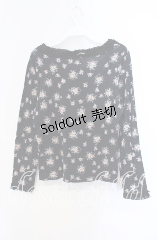 画像3: 【SALE】PINK HOUSE / ピコフリル使い花柄カットソー M クロ O-25-09-13-041-LO-TO-OW-ZT243 (3)