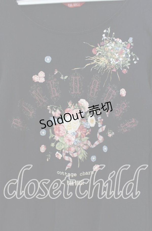 画像2: PINK HOUSE / ピンクコテージチャームptカットソー 3（M） クロ O-25-09-13-042-LO-TO-OW-OS (2)