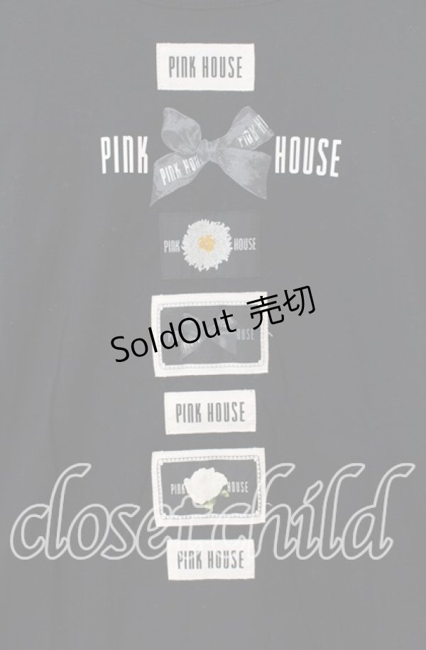 画像2: PINK HOUSE / ロゴリボンワッペン使いカットソー  クロ O-25-09-13-044-LO-TO-OW-OS (2)
