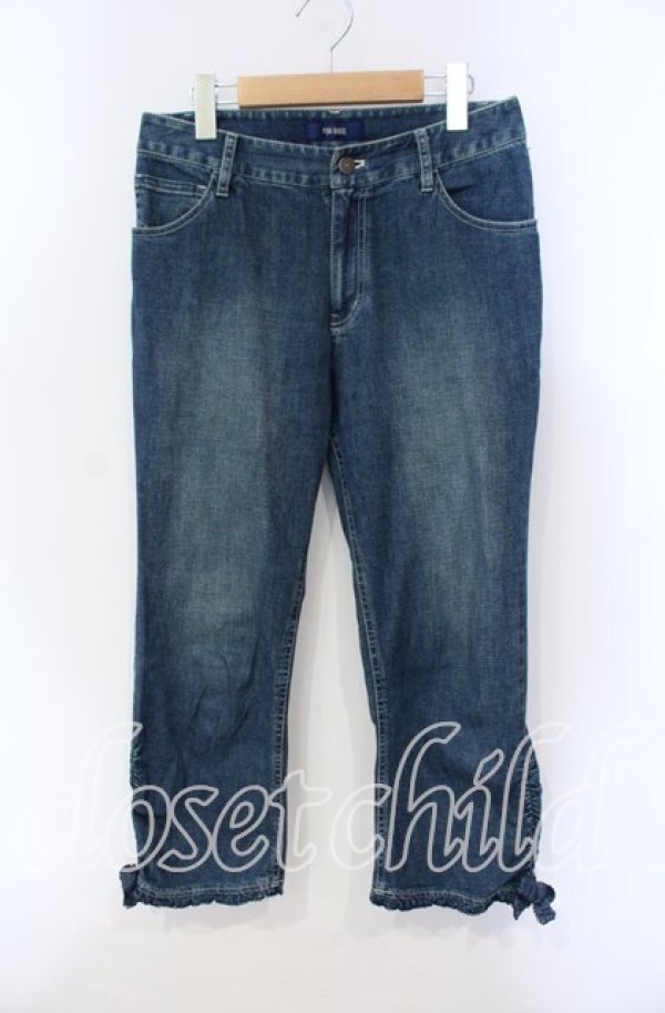 画像1: PINK HOUSE / 裾リボン使いデニムパンツ M ブルー O-25-09-13-049-LO-PA-OW-ZT268 (1)