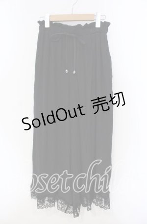 画像: axes femme / 裾レース楊柳ワイドパンツ F クロ O-25-09-13-051-AX-PA-OW-OS