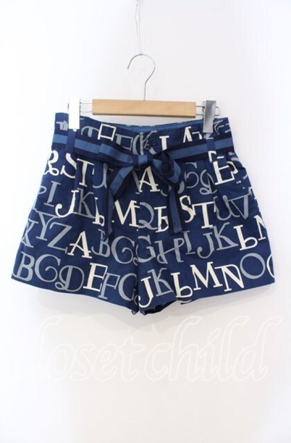 画像1: Jane Marple / アルファベットロゴのショートパンツ M ブルー O-25-09-13-053-JM-PA-IG-OS (1)