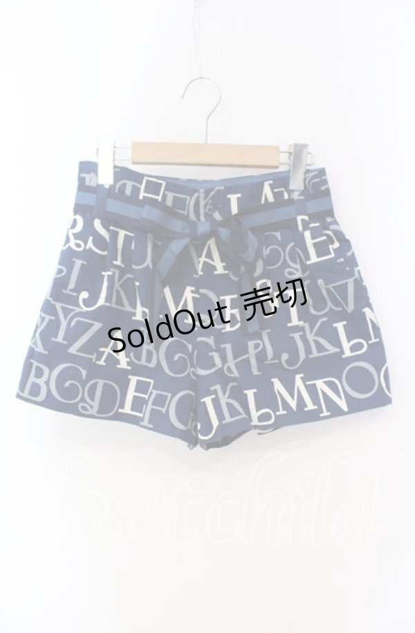 画像1: Jane Marple / アルファベットロゴのショートパンツ M ブルー O-25-09-13-053-JM-PA-IG-OS (1)