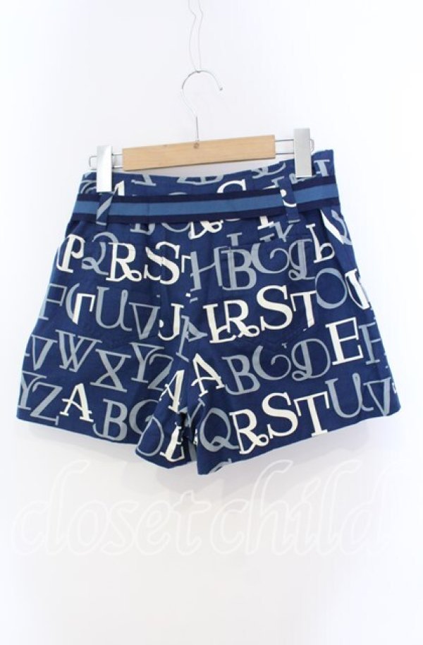画像3: Jane Marple / アルファベットロゴのショートパンツ M ブルー O-25-09-13-053-JM-PA-IG-OS (3)