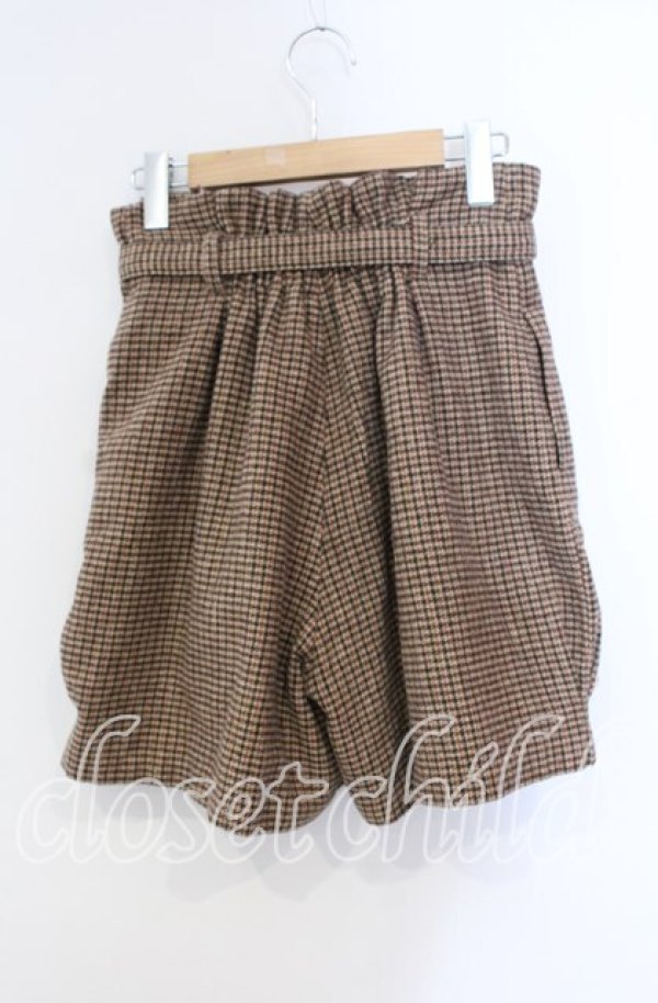 画像2: Fi.n.t / ラウンドシルエットチェック柄ショートパンツ  ブラウン O-25-09-13-054-CA-PA-IG-ZT359 (2)