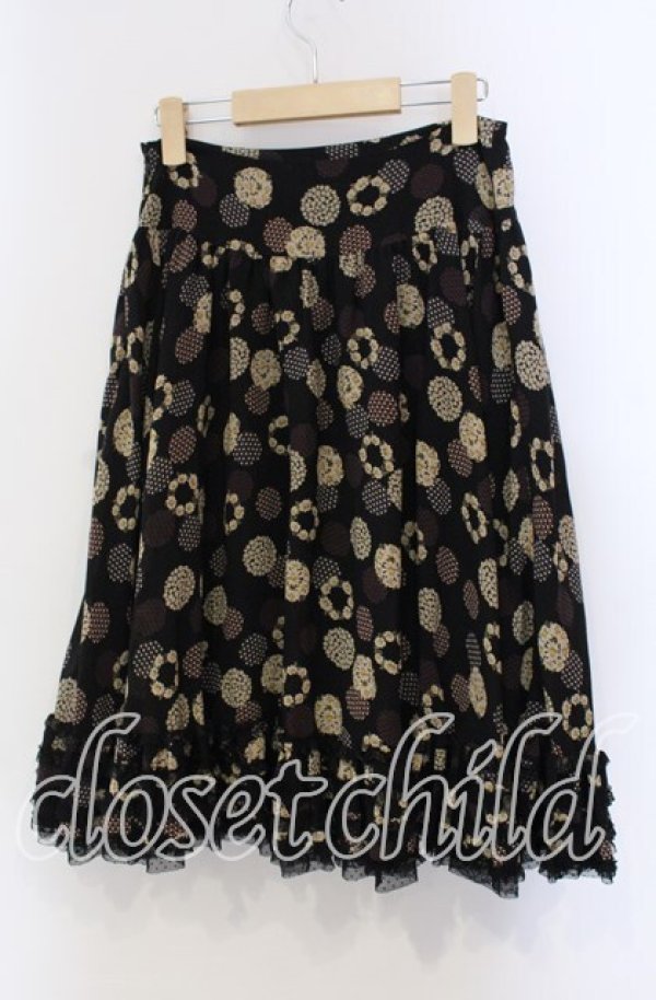 画像3: PINK HOUSE / フラワーリースドット柄スカート  クロ O-25-09-13-058-LO-SK-IG-OS (3)