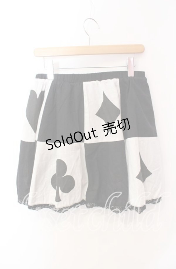 画像2: イチオク / トランプ柄スカート  ブラック×ホワイト O-25-09-13-063-PU-SK-OW-OS (2)