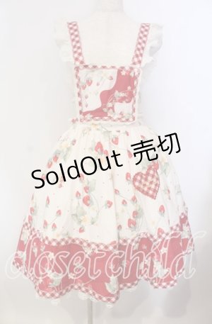 画像: 包子猪Lolita / Strawberry Orchard 苺のサスペンダースカート XXL アイボリー×アカ O-25-09-13-069-LO-SK-OW-OS