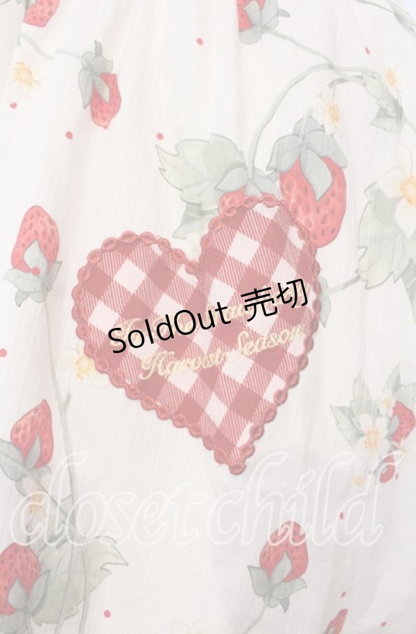 画像3: 包子猪Lolita / Strawberry Orchard 苺のサスペンダースカート XXL アイボリー×アカ O-25-09-13-069-LO-SK-OW-OS (3)