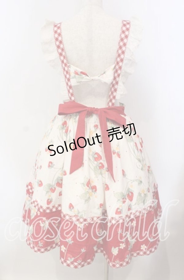 画像5: 包子猪Lolita / Strawberry Orchard 苺のサスペンダースカート XXL アイボリー×アカ O-25-09-13-069-LO-SK-OW-OS (5)