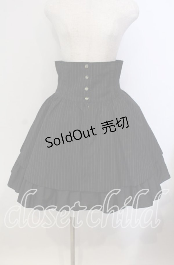 画像1: MIHO MATSUDA / 王冠ボタンストライプスカート M ブラック O-25-09-13-070-GO-SK-OW-OS (1)