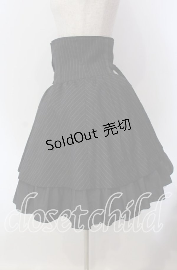 画像3: MIHO MATSUDA / 王冠ボタンストライプスカート M ブラック O-25-09-13-070-GO-SK-OW-OS (3)