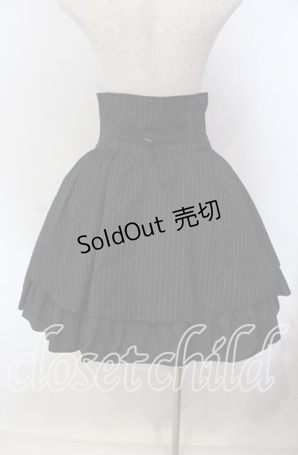 画像4: MIHO MATSUDA / 王冠ボタンストライプスカート M ブラック O-25-09-13-070-GO-SK-OW-OS (4)