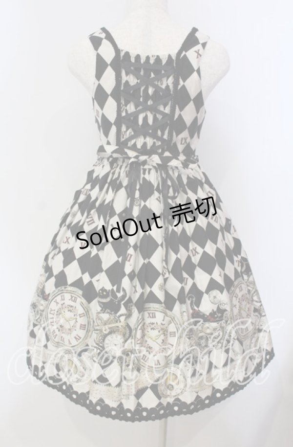画像6: ALICE and the PIRATES / 時計じかけのおすましキャット柄 ジャンパースカートI  クロ×アイボリー O-25-09-13-072-PA-OP-OW-OS (6)