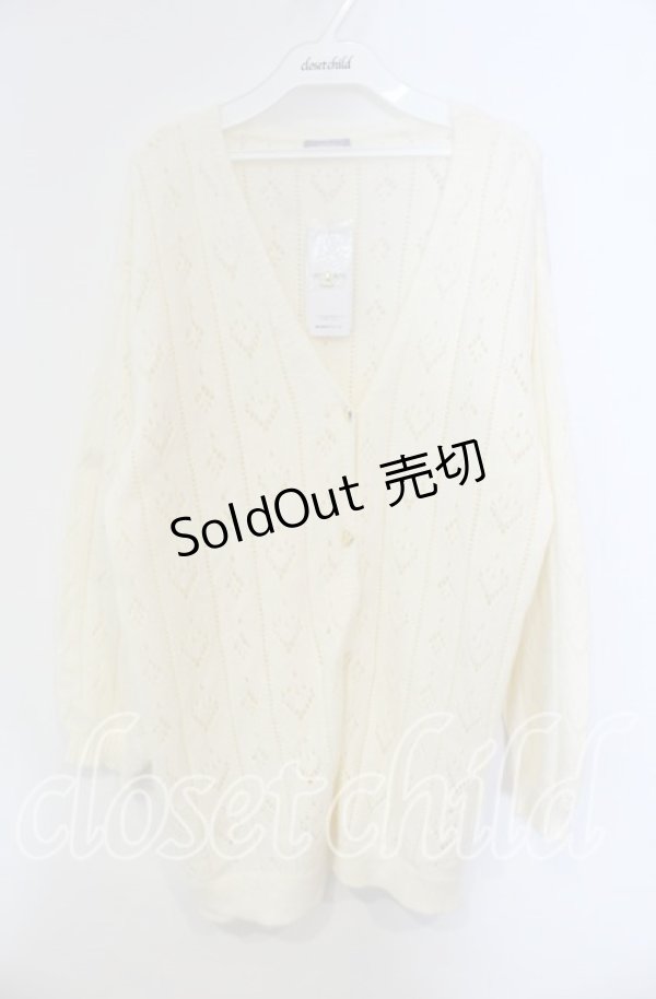 画像1: axes femme POETIQUE / ハート透かし編みニットカーディガン  オフ O-25-09-13-008-AX-TO-IG-OS (1)