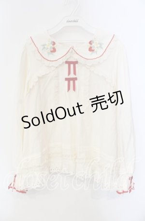画像: 包子猪Lolita / Strawberry Orchard 苺の刺繍半袖ブラウス XXL アイボリー×アカ O-25-09-13-085-LO-BL-OW-ZT093