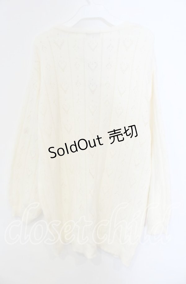 画像3: axes femme POETIQUE / ハート透かし編みニットカーディガン  オフ O-25-09-13-008-AX-TO-IG-OS (3)