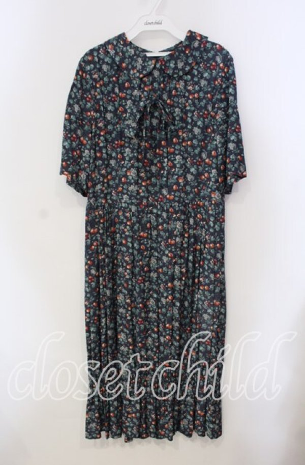 画像1: Jane Marple / Wild cherry gather dress ドレス M ネイビー O-25-09-13-091-JM-OP-IG-OS (1)
