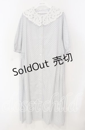 画像: Jane Marple Dans Le Salon / Dobby dot table cloth collar onepiece ワンピース M サックス O-25-09-13-096-JM-OP-IG-OS