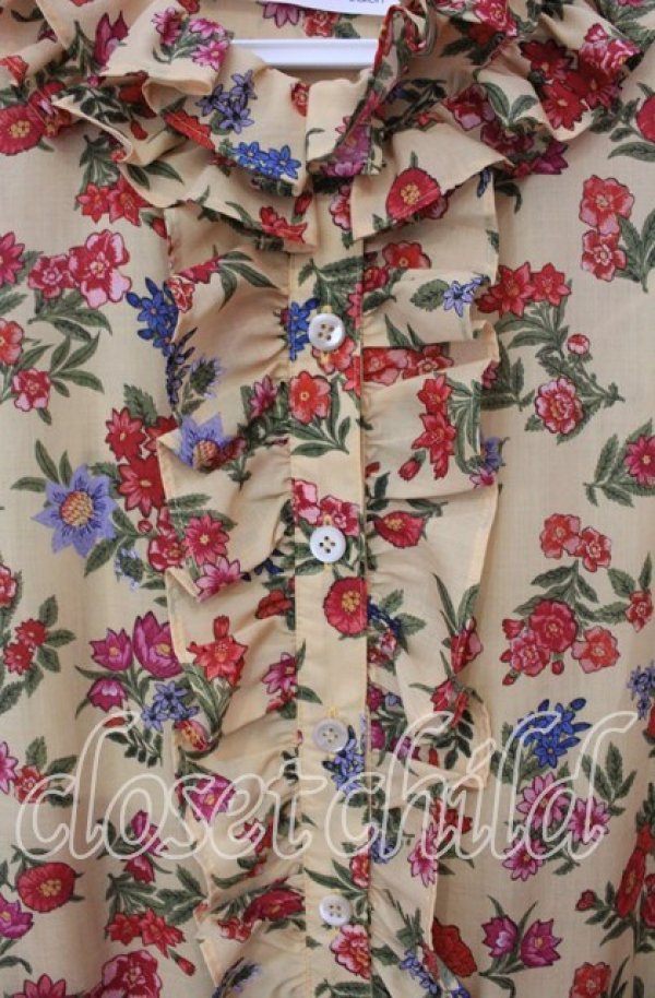 画像2: Jane Marple Dans Le Salon / Flowers of Jouy layered dress M イエロー O-25-09-13-097-JM-OP-IG-OS (2)