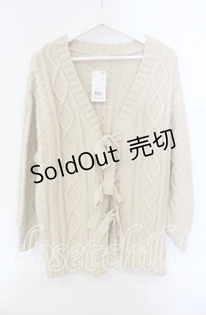 画像: axes femme / リボンロングニットカーディガン  ベージュ O-25-09-13-010-AX-TO-IG-OS