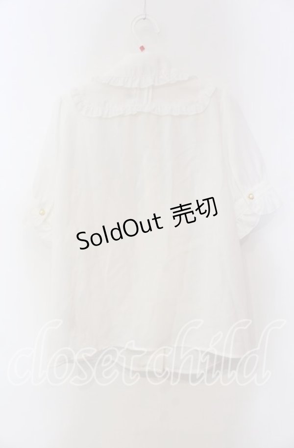 画像3: Amavel / ジャボ付きリボンブラウス F シロ×クロ O-25-09-13-105-CA-BL-OW-ZT330 (3)