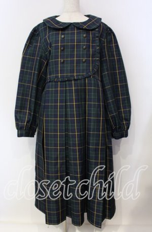 画像: FLC / チェック柄ボックスプリーツワンピース 3L グリーン O-25-09-13-107-LO-OP-OW-OS