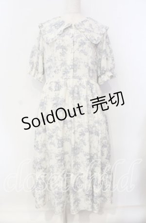 画像: m petit by misako / トワルドジュイワンピース 3L シロ×アオ O-25-09-13-111-LO-OP-OW-ZT0916B