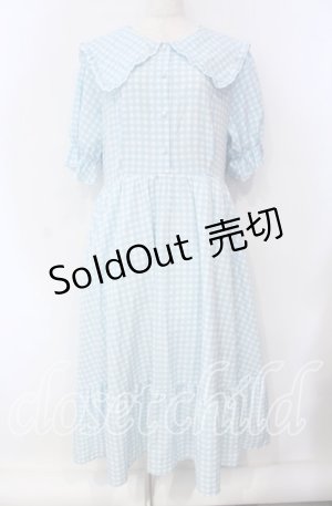 画像: m petit by misako / ギンガムチェック半袖ワンピース 3L サックス O-25-09-13-113-LO-OP-OW-ZT094