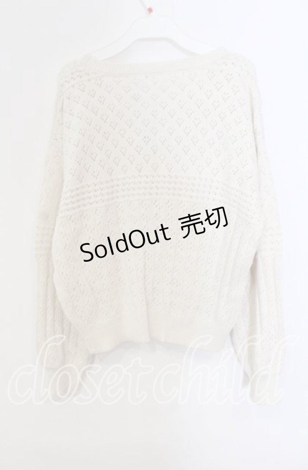 画像3: axes femme / 透かし編みニットカーディガン  生成り O-25-09-13-016-AX-TO-IG-OS (3)