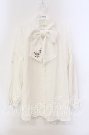 画像: axes femme / 刺繍入りリボンロングブラウス M 生成り O-25-09-13-018-AX-BL-IG-OS