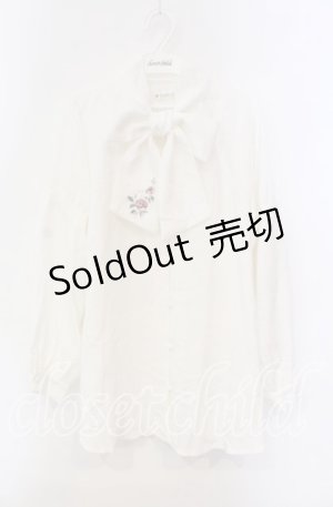 画像: axes femme / 刺繍入りリボンロングブラウス M 生成り O-25-09-13-018-AX-BL-IG-OS