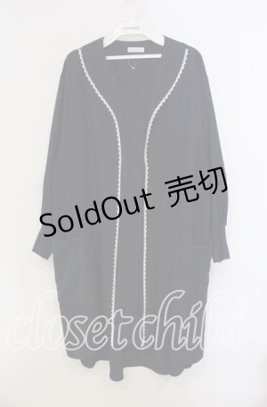 画像: axes femme / レース切替割烹着  ネイビー O-25-09-13-022-AX-OP-IG-ZT127