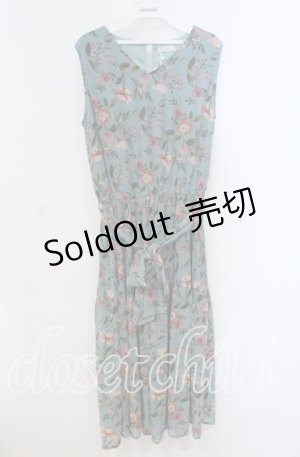 画像: axes femme / 花柄シフォンプリーツワンピース  グリーン O-25-09-13-024-AX-OP-IG-OS