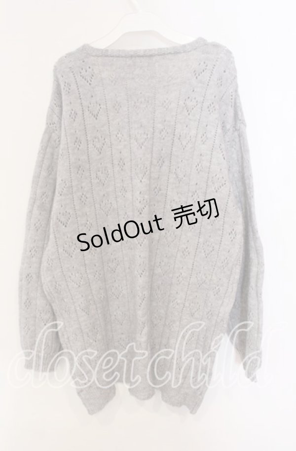 画像3: axes femme POETIQUE / ハート透かし編みニットカーディガン  グレー O-25-09-13-025-AX-TO-IG-OS (3)