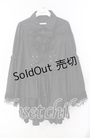画像: Jamieエーエヌケー / 姫袖お姫さまティアードブラウス  クロ O-25-09-15-033-LO-BL-IG-OS