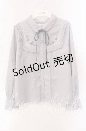 画像: axes femme / 襟付刺繍ブラウス M ブルー O-25-09-15-041-AX-BL-OW-OS