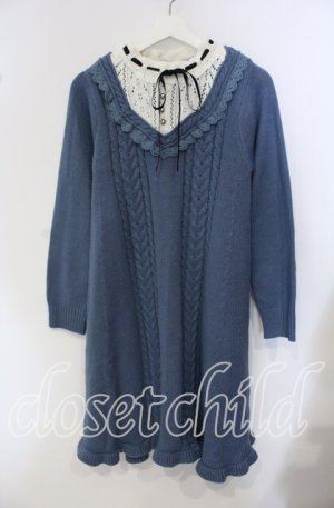 画像: axes femme / ブロッキングニットワンピース M ブルー O-25-09-15-043-AX-OP-OW-OS