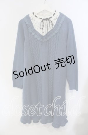 画像: axes femme / ブロッキングニットワンピース M ブルー O-25-09-15-043-AX-OP-OW-OS