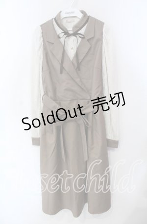 画像: axes femme POETIQUE / ベストレイヤードシャツ風ワンピース M ブラウン O-25-09-15-046-AX-OP-OW-OS
