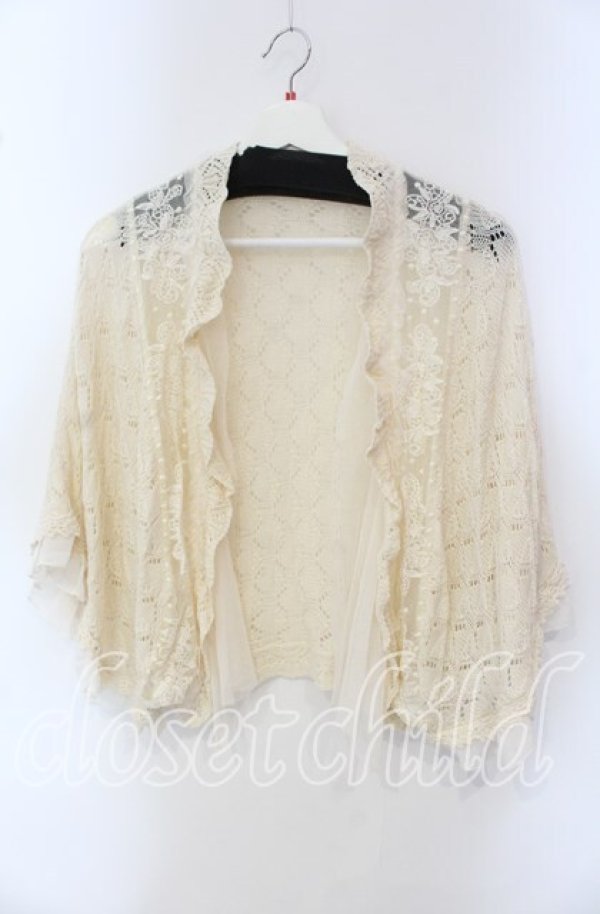 画像1: axes femme / チュール重ね透かし編みボレロ M キナリ O-25-09-15-054-AX-TO-OW-ZT383 (1)