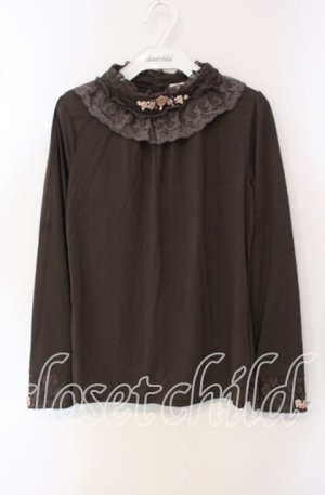 画像: axes femme / バラモチーフ付きボトルネックプルオーバー M チャコールグレー O-25-09-15-057-AX-TO-OW-OS